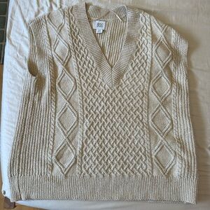 Urban Outfitters BDG Benjamin cream/tan cable knit v-neck sweater vest